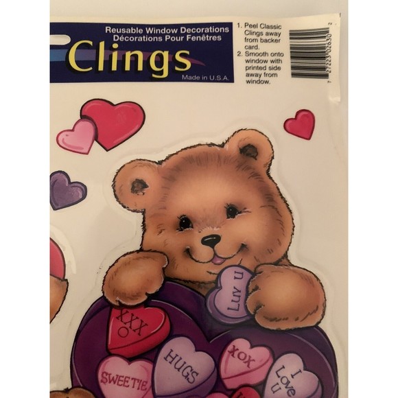 Valentine's Day Window Clings Hearts Love Teddy Bears Candy Cupid Honey 2003 - Picture 5 of 12
